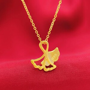 老凤祥和三生有幸银杏叶假黄金越南沙金项链女铜镀金天鹅吊坠官网