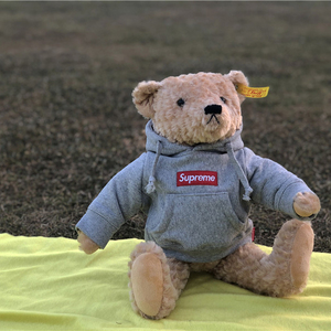 supreme联名泰迪熊公仔 ins超火 潮牌卫衣熊玩偶