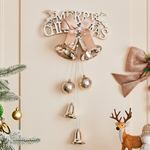 圣诞节装饰香槟色大铃铛字母牌挂件场景布置道具吊饰圣诞树装饰品