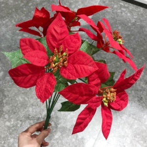 圣诞季modern house专柜 圣诞红花一品红仿真花假花圣诞节装饰花