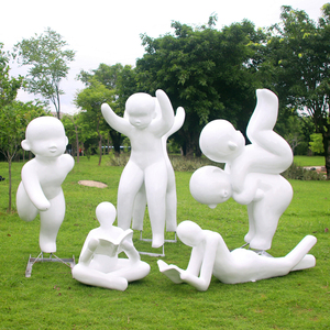 户外园林景观玻璃钢娃娃雕塑读书人物瑜伽运动小孩学校广场大摆件