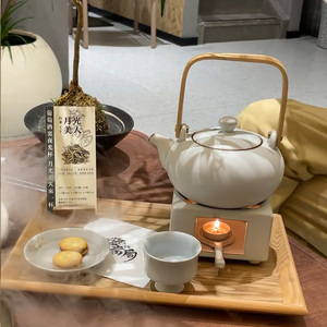 茶馆茶室围炉煮茶器户外烧水壶茶具中式提梁壶陶瓷蜡烛酒精灯温茶