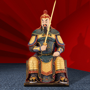 三漫陀纯铜唐彩60cm辛卯太岁范宁大将军像1951/2011年兔生肖摆件