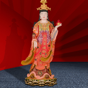 三漫陀全铜唐彩吉祥天女财神像大功德天吉祥天母圣母居家道教摆件