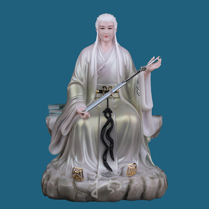 东华帝君东华紫府少阳君东王公神像实心汉白玉工艺品摆件16寸19寸