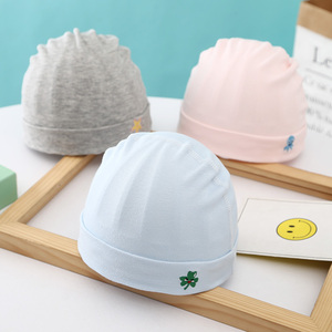 初生婴儿帽子0-3个1月夏季新生儿纯棉薄款无骨胎帽刚出生男女宝宝