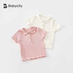 婴儿短袖宝宝T恤6-12个月女童花边夏装女宝夏季上衣幼儿衣服半袖
