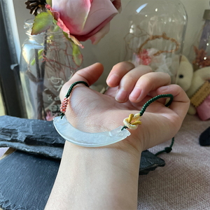 缅甸天然玉石a货翡翠玉衡玉璜锁骨链毛衣链女款手工裸石编织饰品