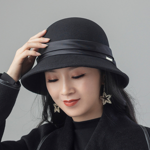 帽子女秋冬百搭洋气显脸小时尚渔夫帽冬法式礼帽英伦女士羊毛盆帽