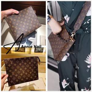 正品lv/路易威登老花手拿包女26洗漱包手包改造链条手袋拉链休闲