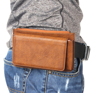 装手机腰包穿皮带横款中老年人男钱包挎腰间挂式皮套袋5.5寸通用