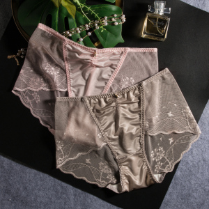 俏姑娘秘密女士性感蕾丝中腰桑蚕丝内裤蒲公英系列20新款qg6283