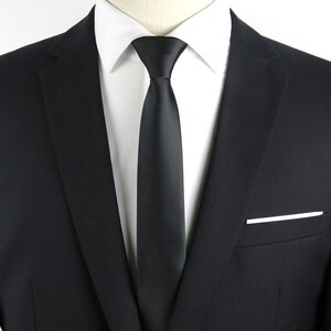 高端轻奢男士领带正装黑色商务手打光面韩版6cm免打波点拉链式小