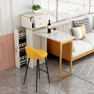 轻奢折叠吧台桌现代简约岩板隔断柜家用客厅阳台酒柜小型吧台餐桌