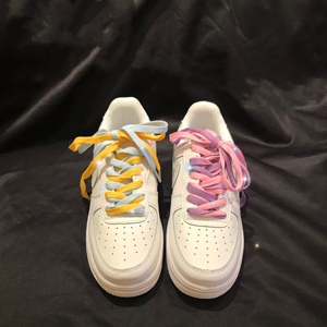 扣扣家 适配贝壳头空军一号椰子鞋带双色鸳鸯彩色双层鞋带鞋装饰