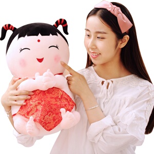 k新款中国女族仔瓷娃娃玩偶毛绒玩具婚庆l压床公风结婚礼物送民生