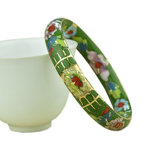 北京特色手工艺景泰蓝镯子12扁不开口半金地手镯明清复古故宫m