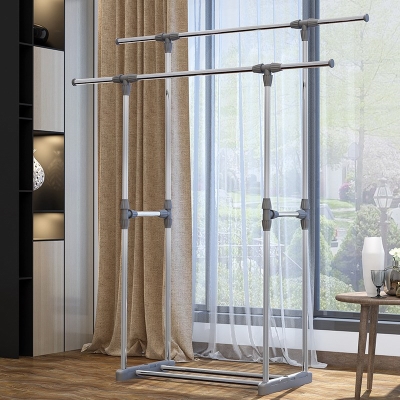 室内晾衣架卧室省空间折叠多功能收缩晒被子伸缩杆阳台晾衣杆双层