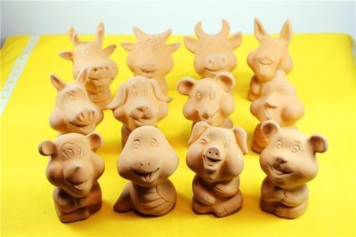 手工土陶泥陶艺泥塑娃娃 十二生肖娃娃鼠牛虎兔龙蛇马羊猴鸡狗猪