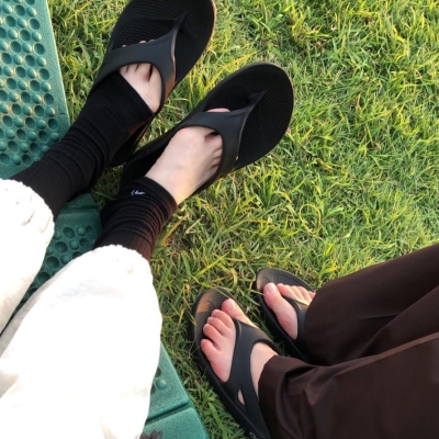 10年老店 韩国设计师品牌「chin down」 人字拖袜露趾百搭短袜2色