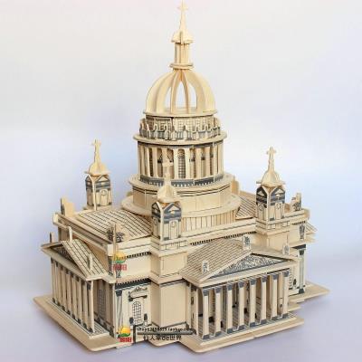 目秀百货网店00012淘宝新品皮拉尔大教堂木j制拼图立体3d模型成人