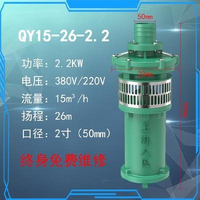 潜水泵380v三相高扬程50米充油式便携式水管软管2寸电机抽水泵带6