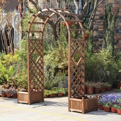 000人付款淘宝户外防b腐木拱门实木拱形花架爬藤架花园进户门别墅庭院