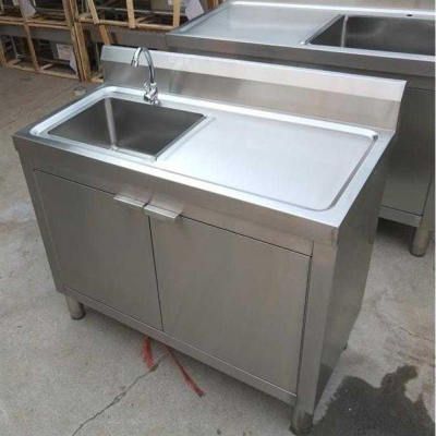 厨房304不锈钢水槽柜子洗菜碗盆单双槽带支架洗衣水池储物一体柜