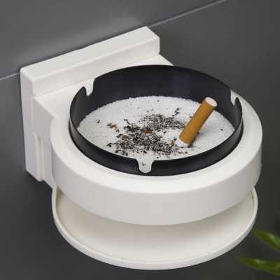 防水卫生间挂壁式塑料室内简单用品简易免打孔烟灰缸挂墙式金色