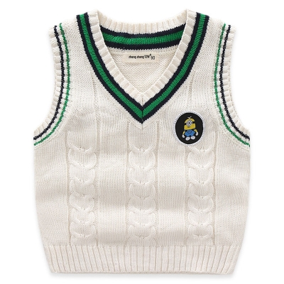 小童毛衣背心童装小学生外穿套头衫水貂毛男童秋季加绒大款小男孩