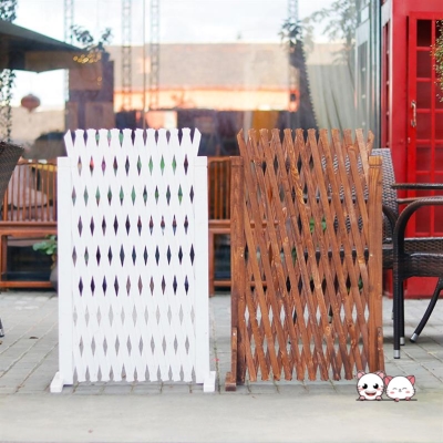 花坛木篱笆木条隔断欧式网格植物白色室内装饰伸缩木栅栏防腐木