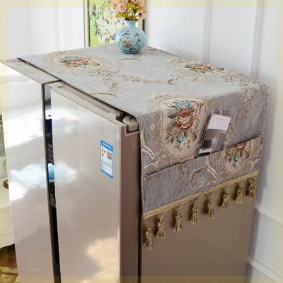 防尘布置物架柜式盖布挂袋冰箱垫布欧式风布艺单开门冰柜,.