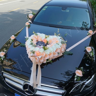 网红婚车装饰车头花副车布置主森系婚车装饰欧式结婚创意网红套装