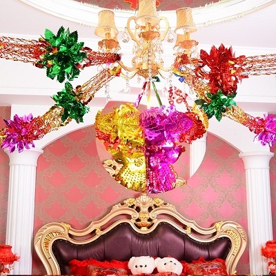 创意婚庆彩带新婚结婚新房装饰用品布置婚房拉花拉喜吊花篮.