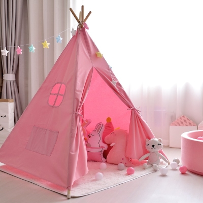 粉色儿童帐篷游戏屋室内家用女孩公主房少女心印第安小帐篷玩具屋