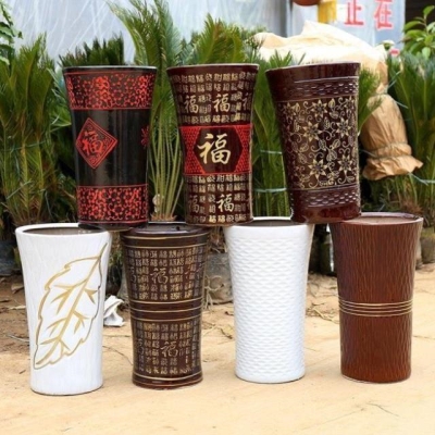 深花盆加深加高陶瓷金钱树专用高筒花盆大号特大号花盆儿家用