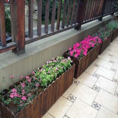 园艺栅栏花盆 长方形仿古木花箱围栏长形长条型花槽栏栅室外庭院