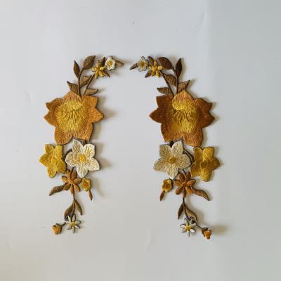 苏韵绣坊棕色合欢花刺绣布贴补丁贴花汉服古装旗袍装饰品服装辅料