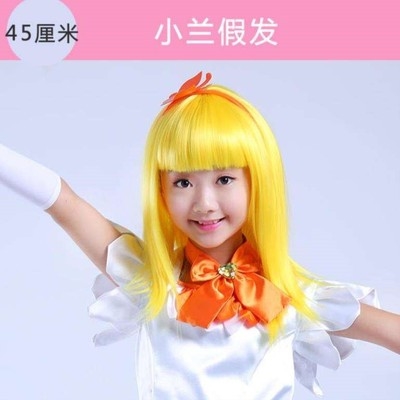 少儿小学生假发长发直发小孩子女童蓝绿色影视合唱软妹可爱浅粉色