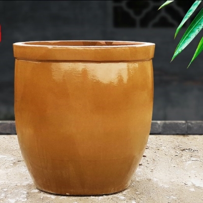 日本购老式粗土缸柴烧水缸莲花盆栽缸储粮仓家用大型粮食储存仓大