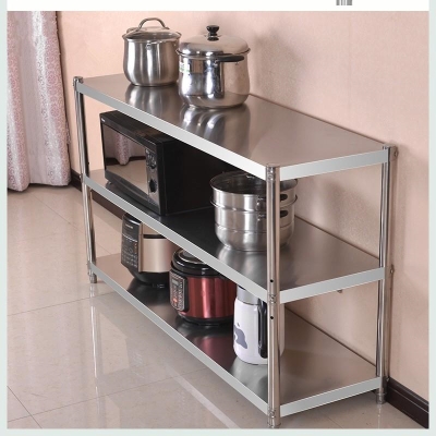 置地式铁架子隔板米面30厘米宽的不锈刚厨房置物架落地式切菜桌厨