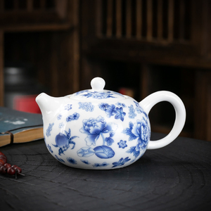 青花陶瓷茶壶泡茶家用大号西施壶单壶红茶茶具套装功夫白瓷泡茶器