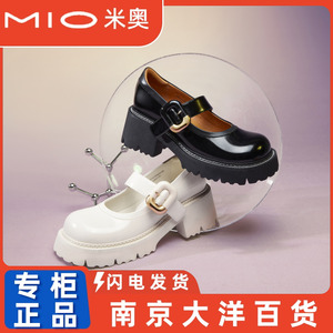 MIO米奥玛丽珍鞋2024春季新款粗高跟鞋一字带单鞋女鞋M241415303