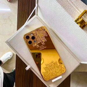 适用于苹果12黄金版手机后盖 iphone13promax限量迪拜私人定制壳