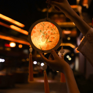 中秋节手持古风灯笼diy 中式仿古手提花灯宫灯儿童手工制作材料包