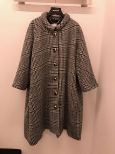 英国 代购 巴黎世家/balenciaga17秋冬女士黑灰千鸟格廓形大衣
