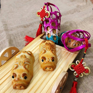 广东特色中秋传统经典猪笼饼竹笼竹编制品小猪笼猪仔饼竹篮猪仔笼
