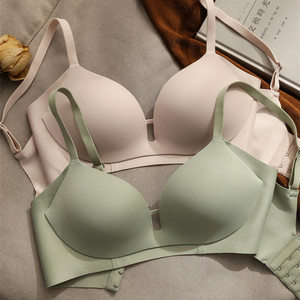 无痕内衣女夏薄款无钢圈收副乳防下垂光面胸罩一片式文胸小胸聚拢