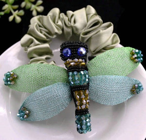 christ手工专柜正品发圈头饰水晶蜻蜓发绳头花马尾圈盘发饰品头花