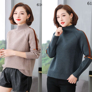 冬季新款上海雪豹正品女士半高领短款毛衣宽松套头打底针织羊毛衫